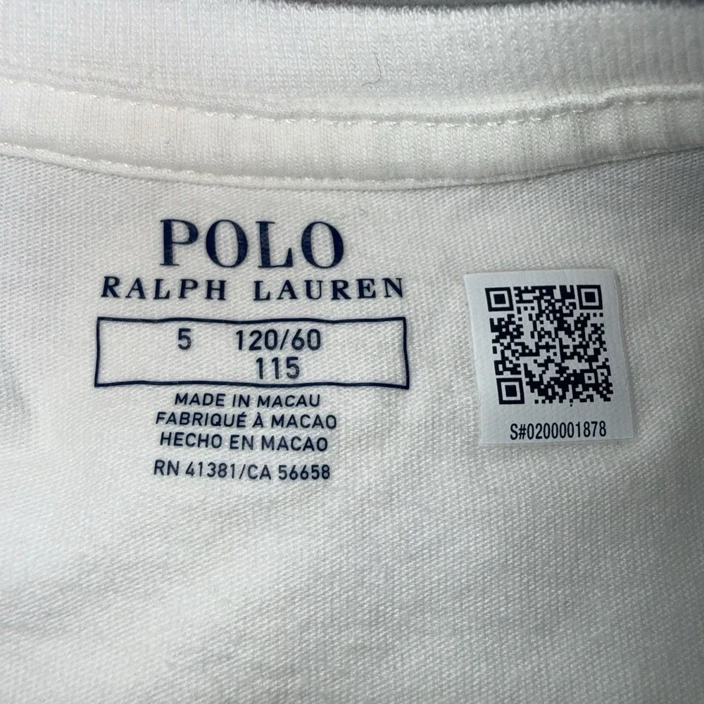 NWT Polo Ralph Lauren Polo Bear Long Sleeve Shirt Girls Size 5 White Preppy - Picture 6 of 8